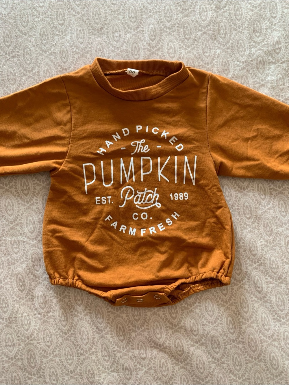 Baby 0-6 months pumpkin patch Rust Orange Baby Bodysuit with Pumpkin Patch Logo